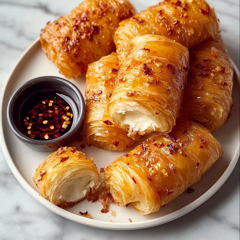 Oven Fried Feta Rolls with Chili Honey Recipe - Recipe Image