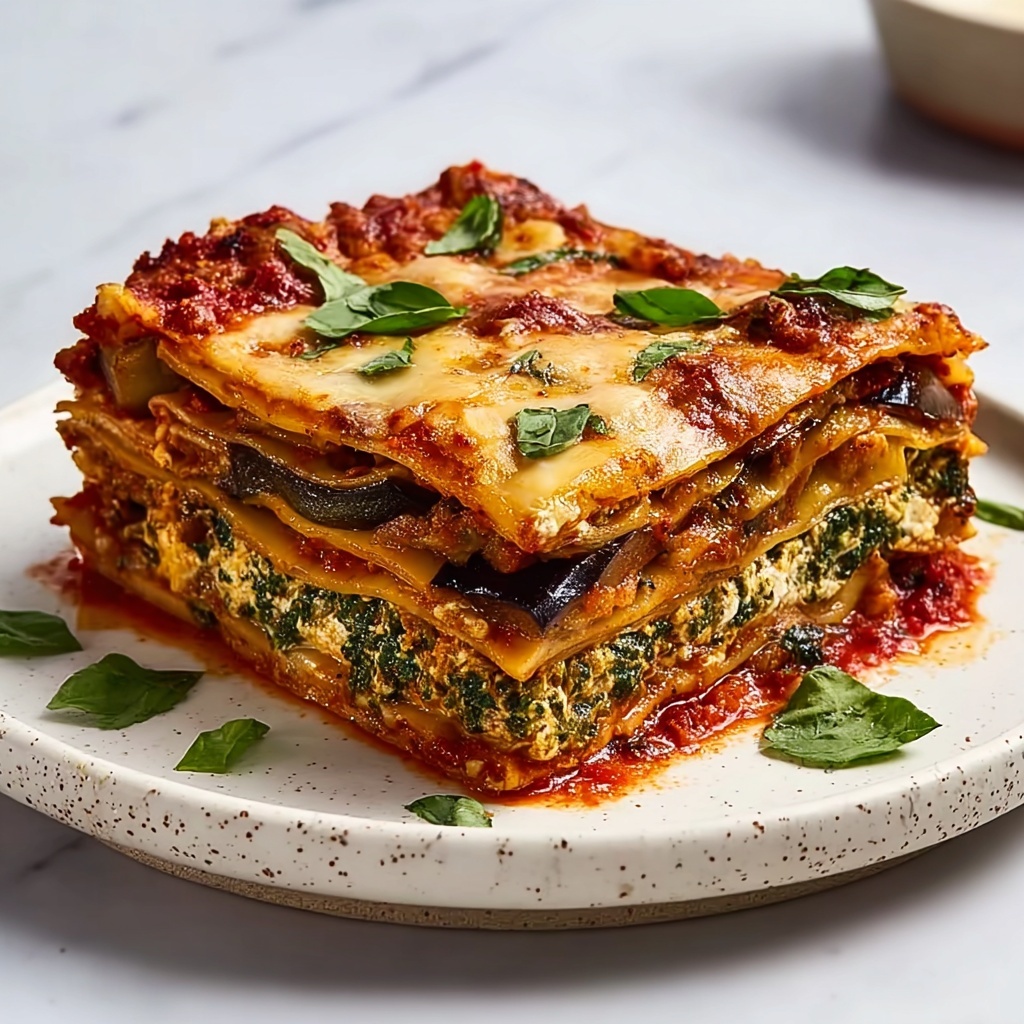 Eggplant Lasagna with Arugula Almond Pesto Recipe - Recipe Image