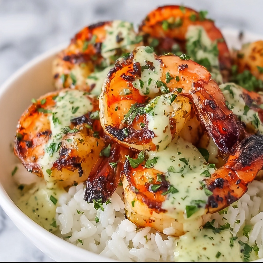 Zesty Shrimp & Avocado Rice Bowls with Cilantro Lime Sauce Recipe - Recipe Image