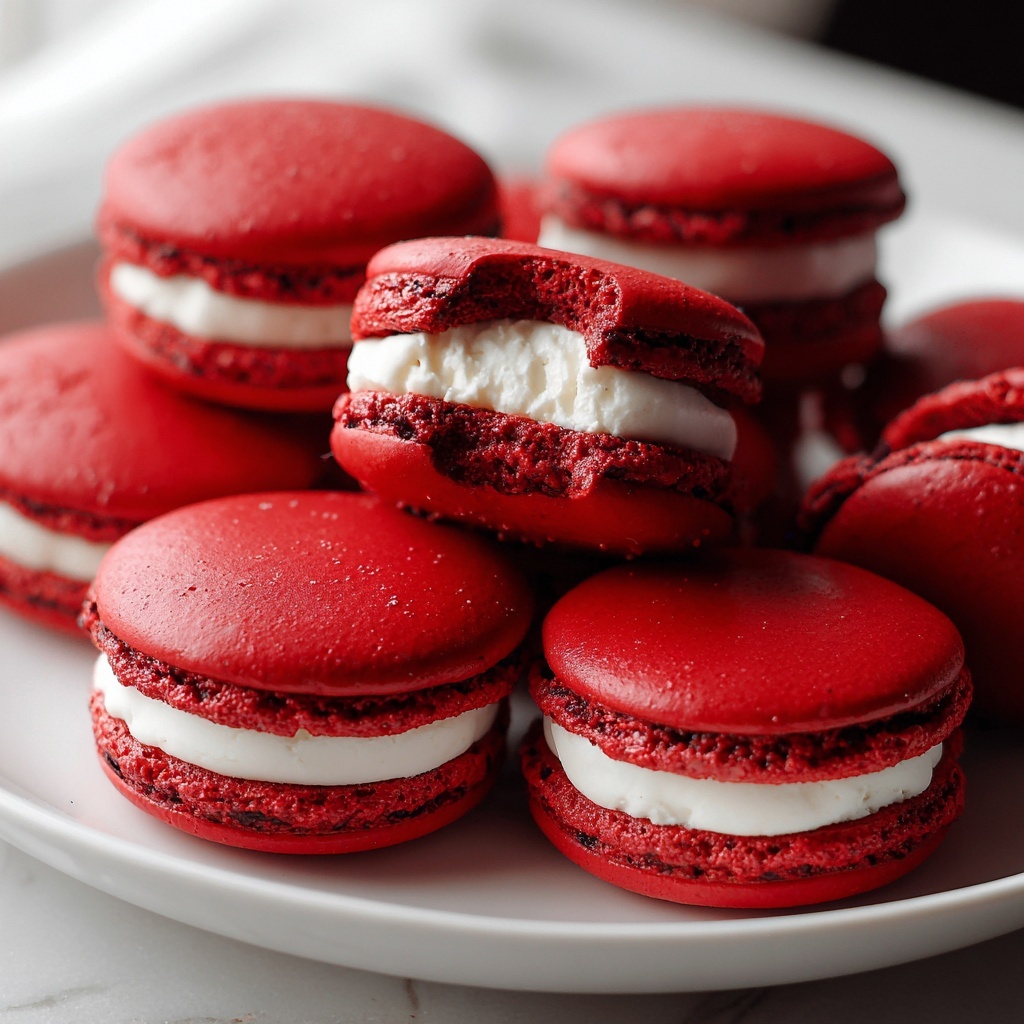 Red Velvet Macarons with Mascarpone Filling Recipe - Recipe Image