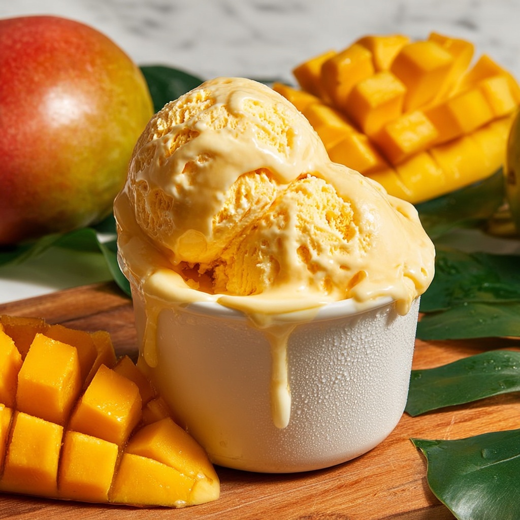 Vegan Mango Ice Cream (No Churn, 3 Ingredients) Recipe - Recipe Image