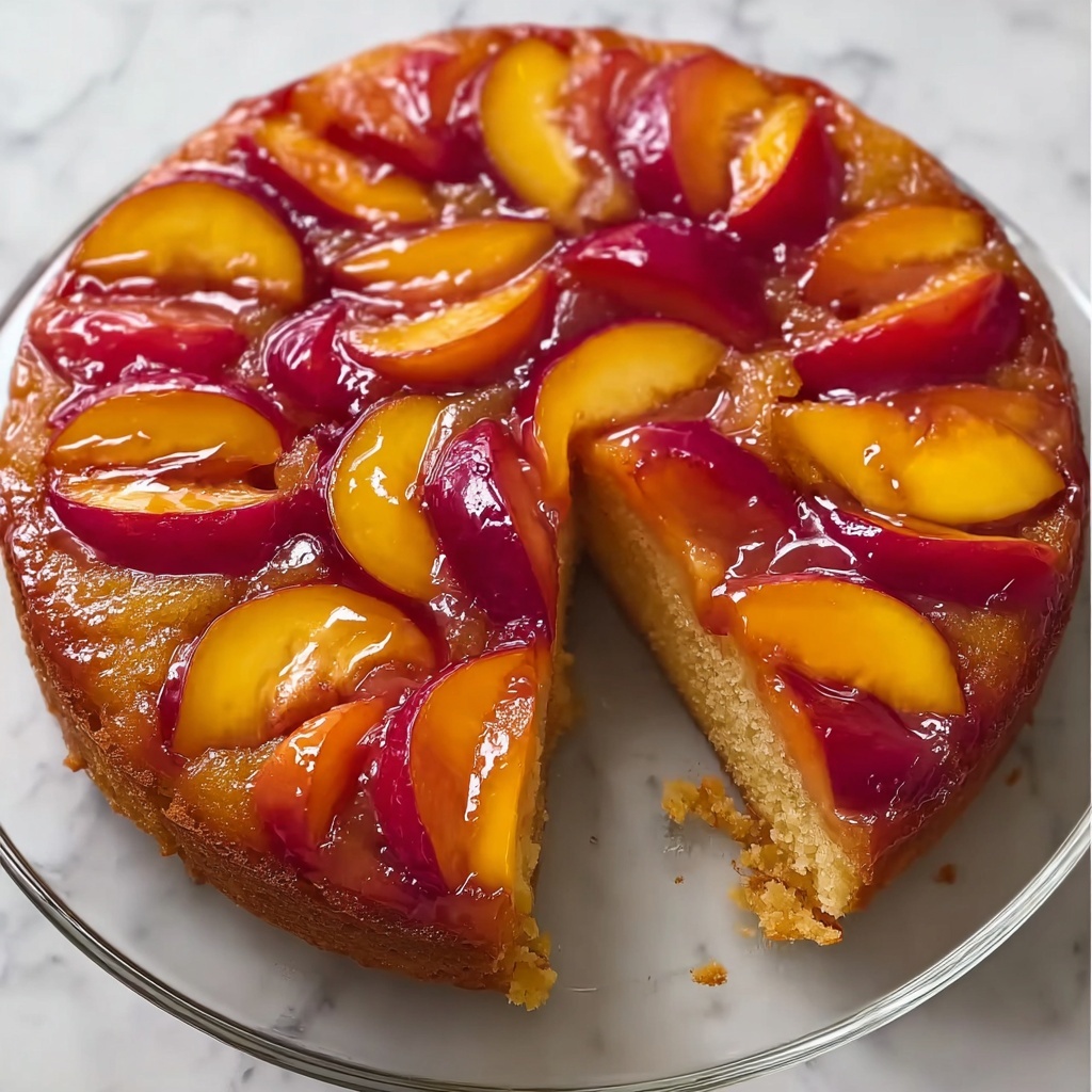 Peach Plum Upside Down Cake Recipe - Recipe Image