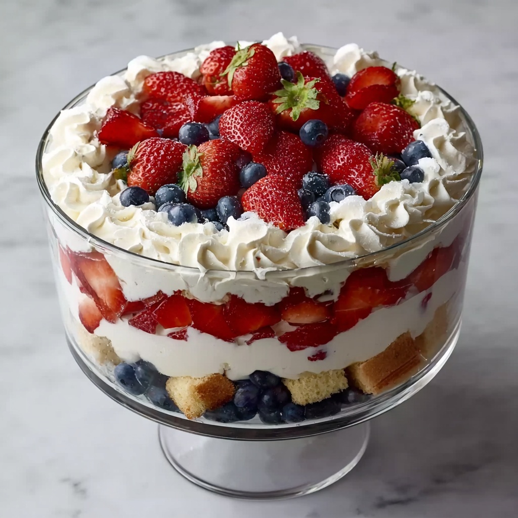 Patriotic Strawberry Blueberry Cheesecake Trifle Recipe - Recipe Image