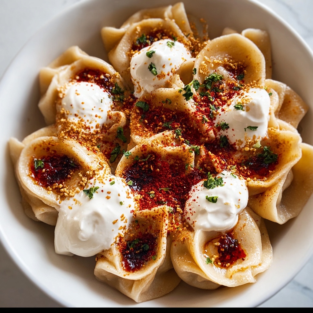 Turkish Dumplings with Garlicky Yogurt and Spiced Oil Recipe - Recipe Image