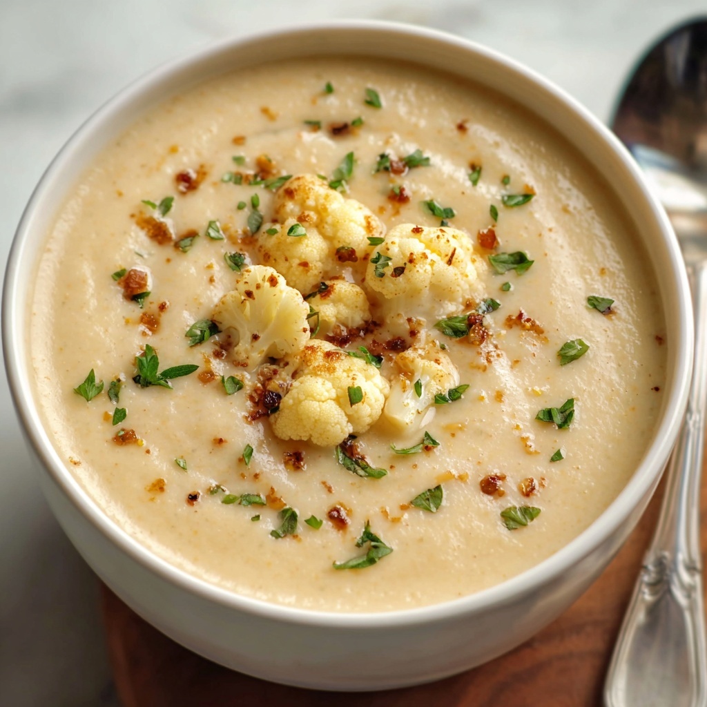 Roasted Garlic Cheddar Cauliflower Soup Recipe - Recipe Image