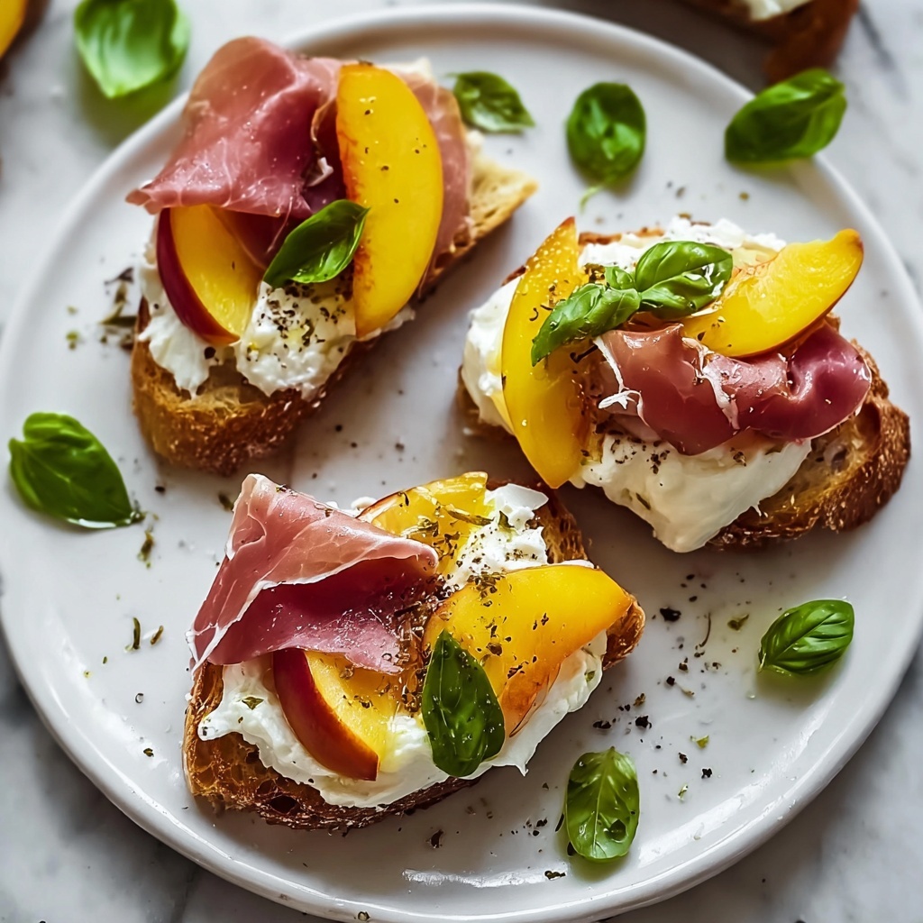 Burrata Crostini with Prosciutto and Peaches Recipe - Recipe Image