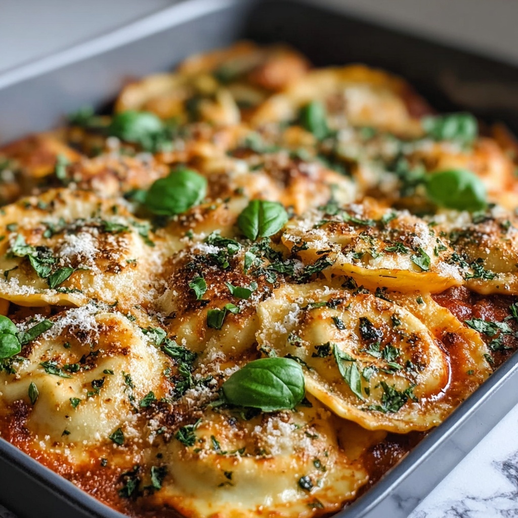 Easy Tomato Spinach Ravioli Bake Recipe - Recipe Image