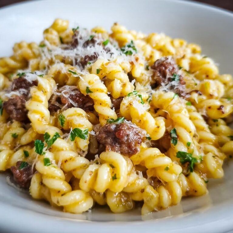 Gramigna Pasta with Sausage and Sage in Parmesan Broth Recipe