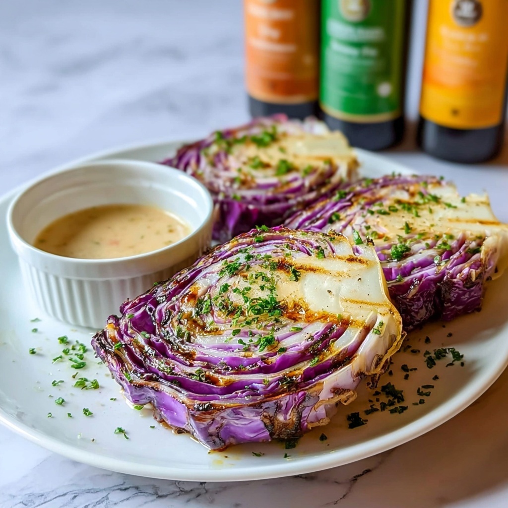 Oven Roasted Garlic Cabbage Steaks Recipe - Recipe Image