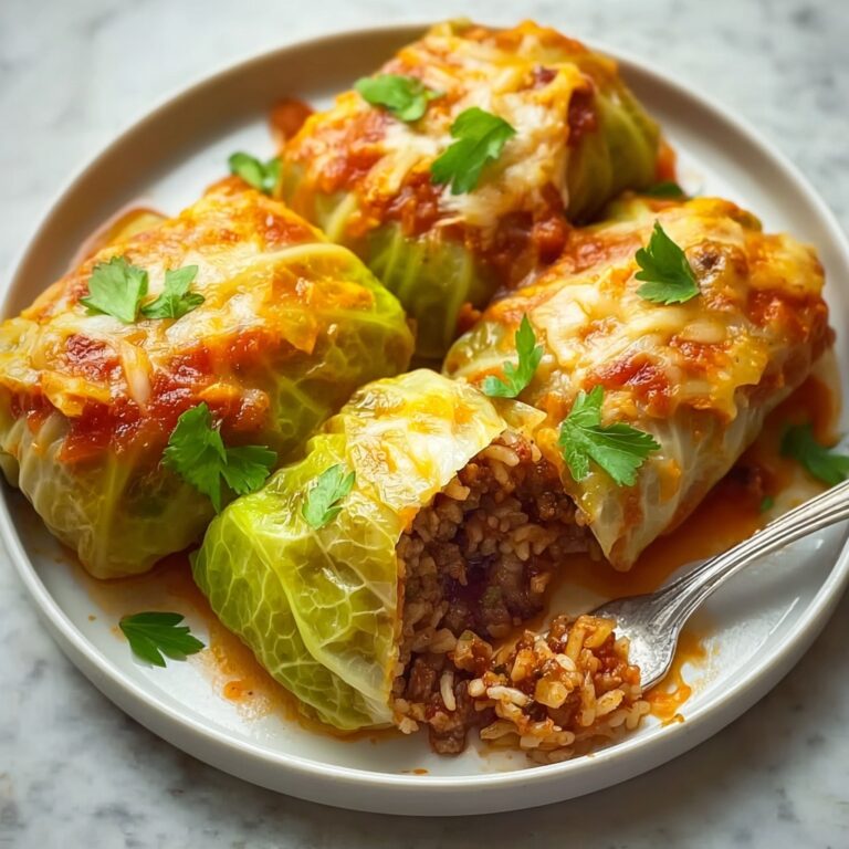 Chicken and Rice Stuffed Cabbage Rolls in Creamy Tomato Sauce Recipe