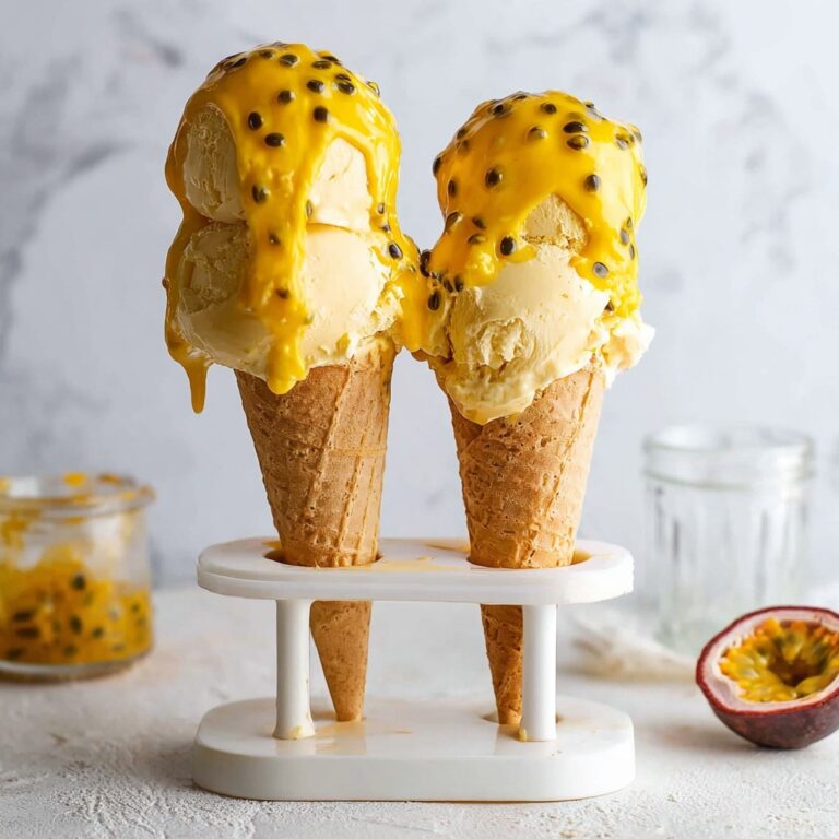 Passion Fruit No-Churn Ice Cream with Coconut and Passion Fruit Coulis Recipe
