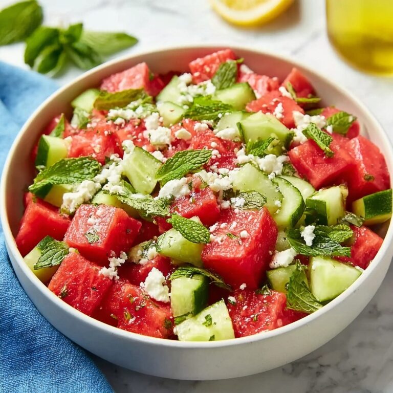 Watermelon Feta Salad with Fresh Herbs and Honey Lime Dressing Recipe