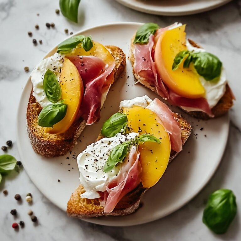 Burrata Crostini with Prosciutto and Peaches Recipe
