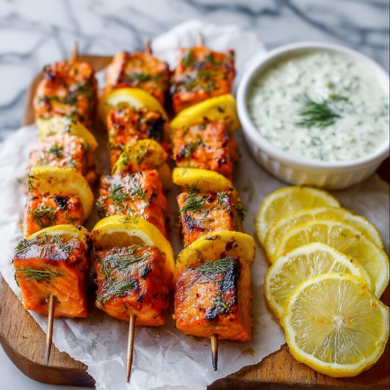 Garlic & Lemon Salmon Kabobs Recipe
