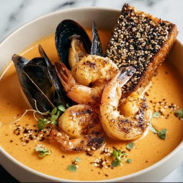 Spiced Seafood Bisque With Sesame Prawn Croutons Recipe