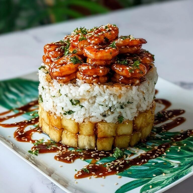 The Best Teriyaki Shrimp Pineapple Rice Stack for Family Meals Recipe