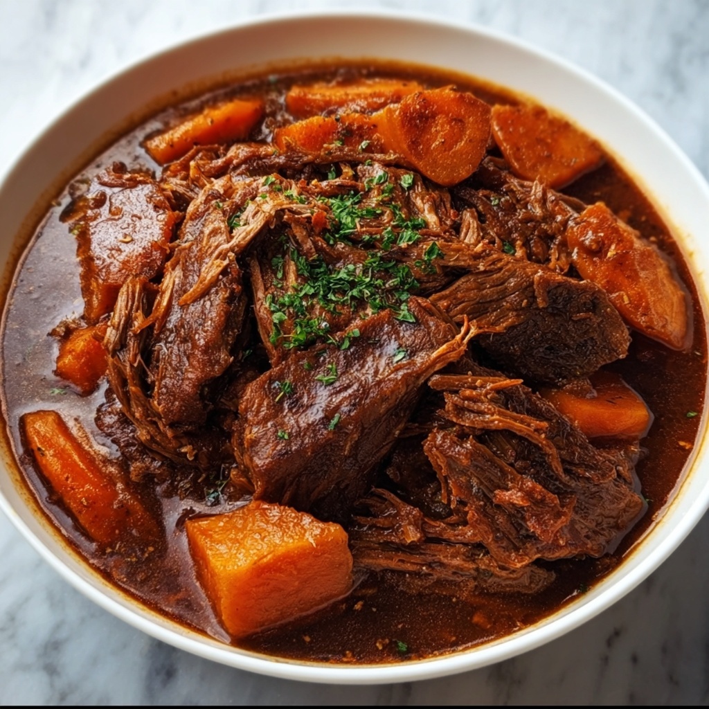 Slow-Cooked Pot Roast with Red Wine and Herbs Recipe - Recipe Image