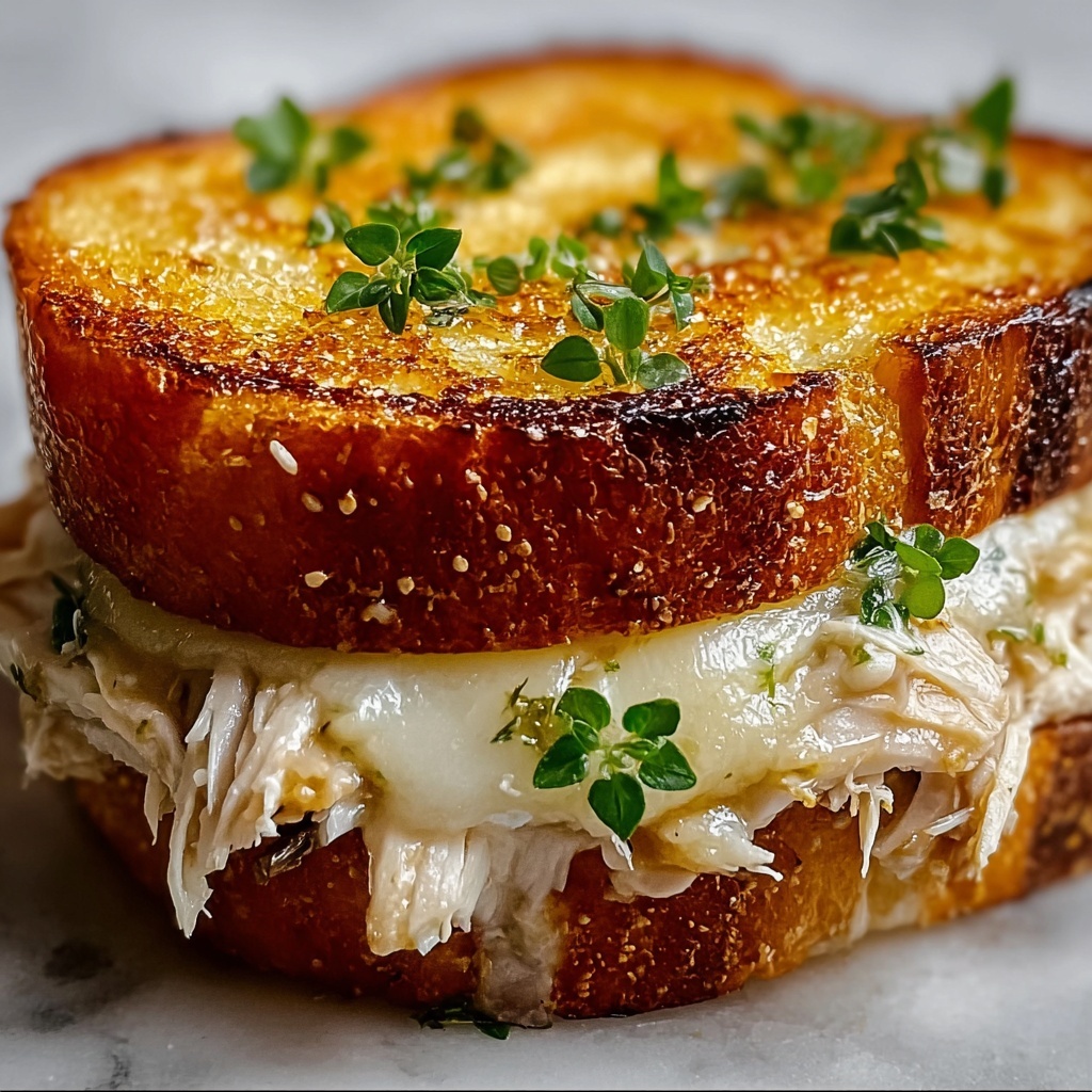 Cheesy Chicken Garlic Bread Sandwich Recipe - Recipe Image