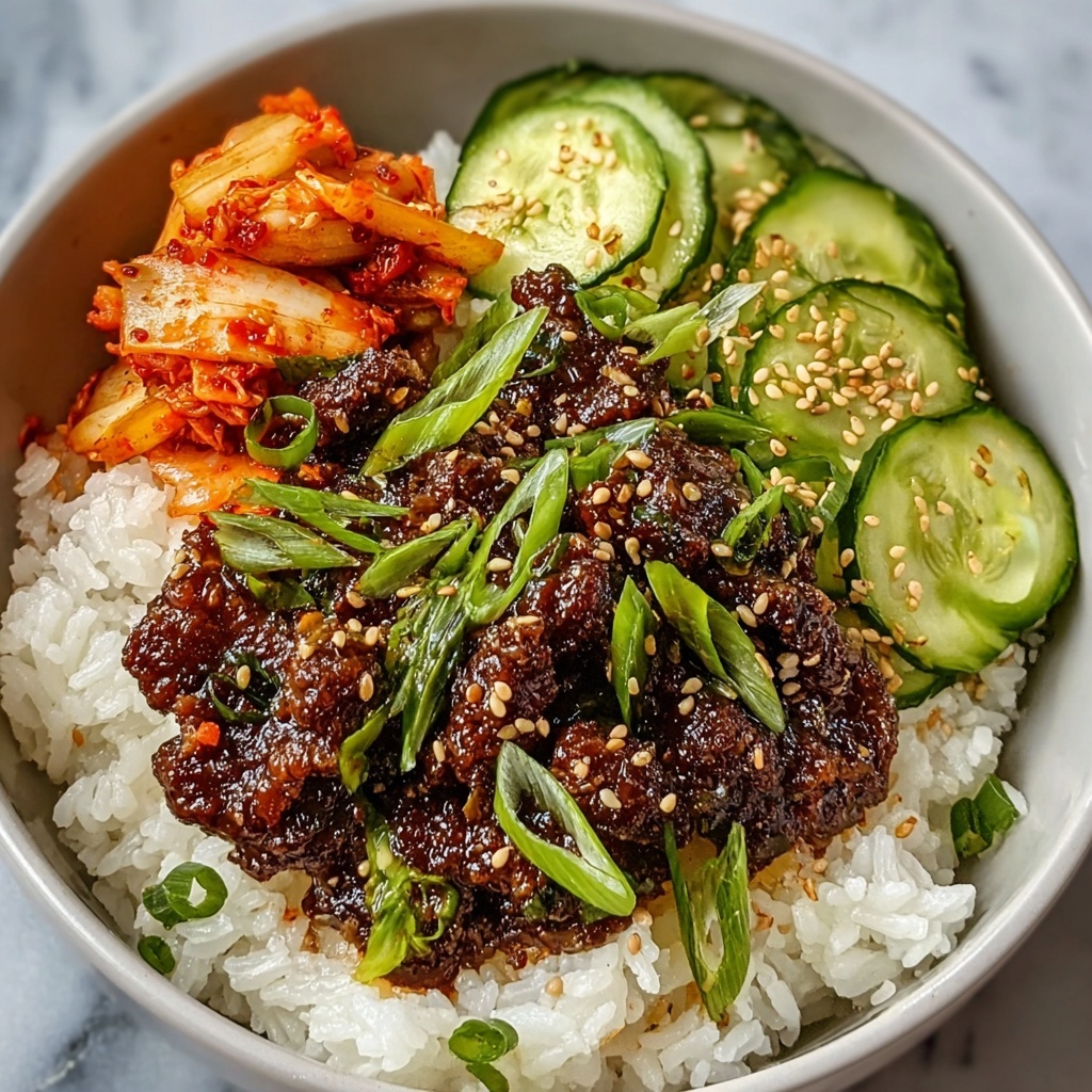 Korean Ground Beef Bowl with Gochujang and Vegetables Recipe - Recipe Image