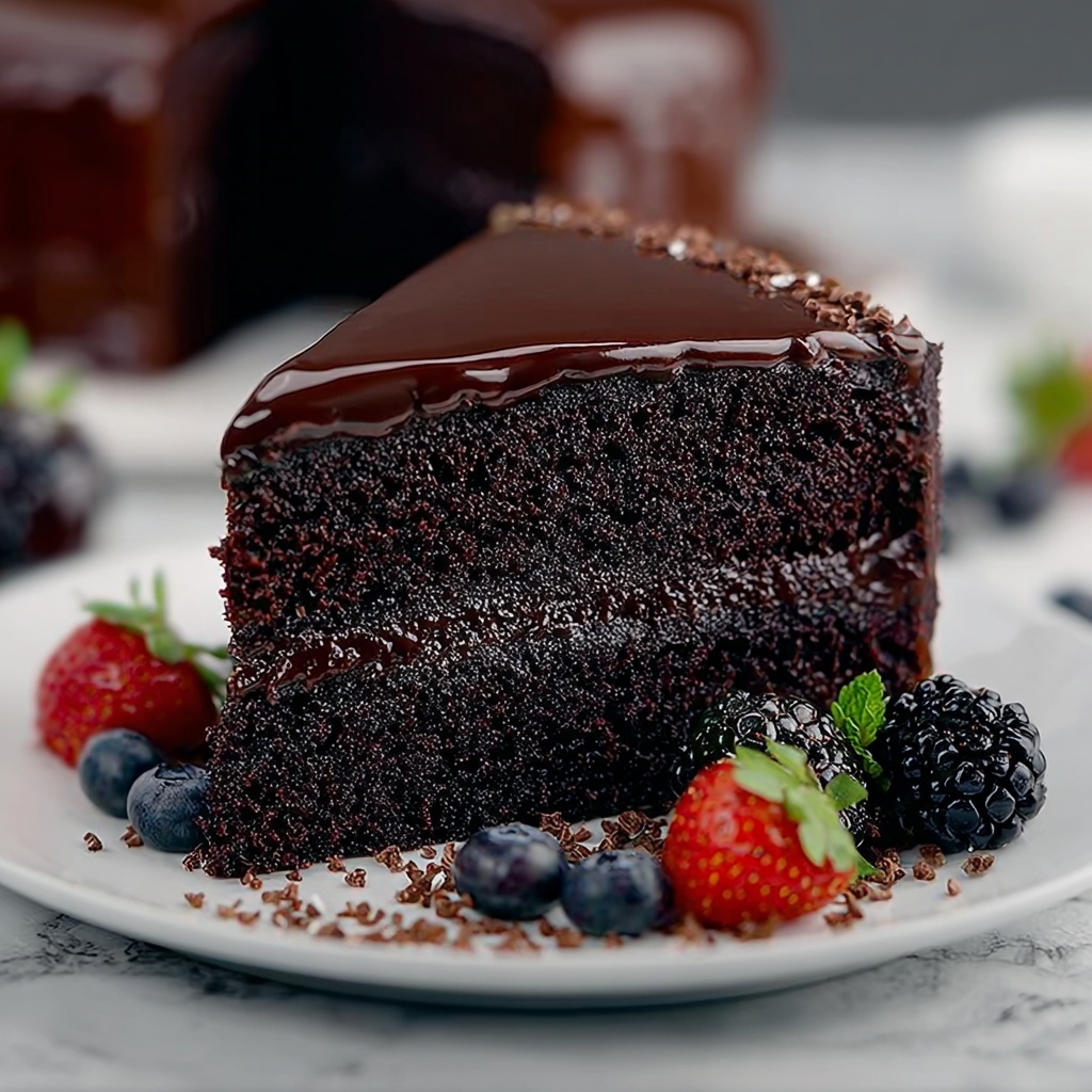 Black Velvet Cake with Blackberry Filling and Chocolate Frosting Recipe - Recipe Image