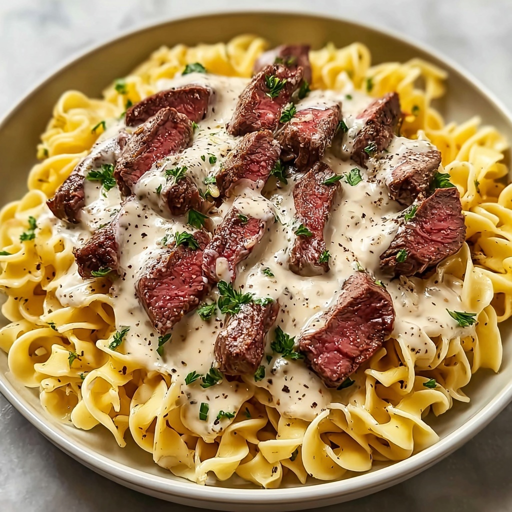 Creamy Cajun Steak Alfredo Recipe - Recipe Image