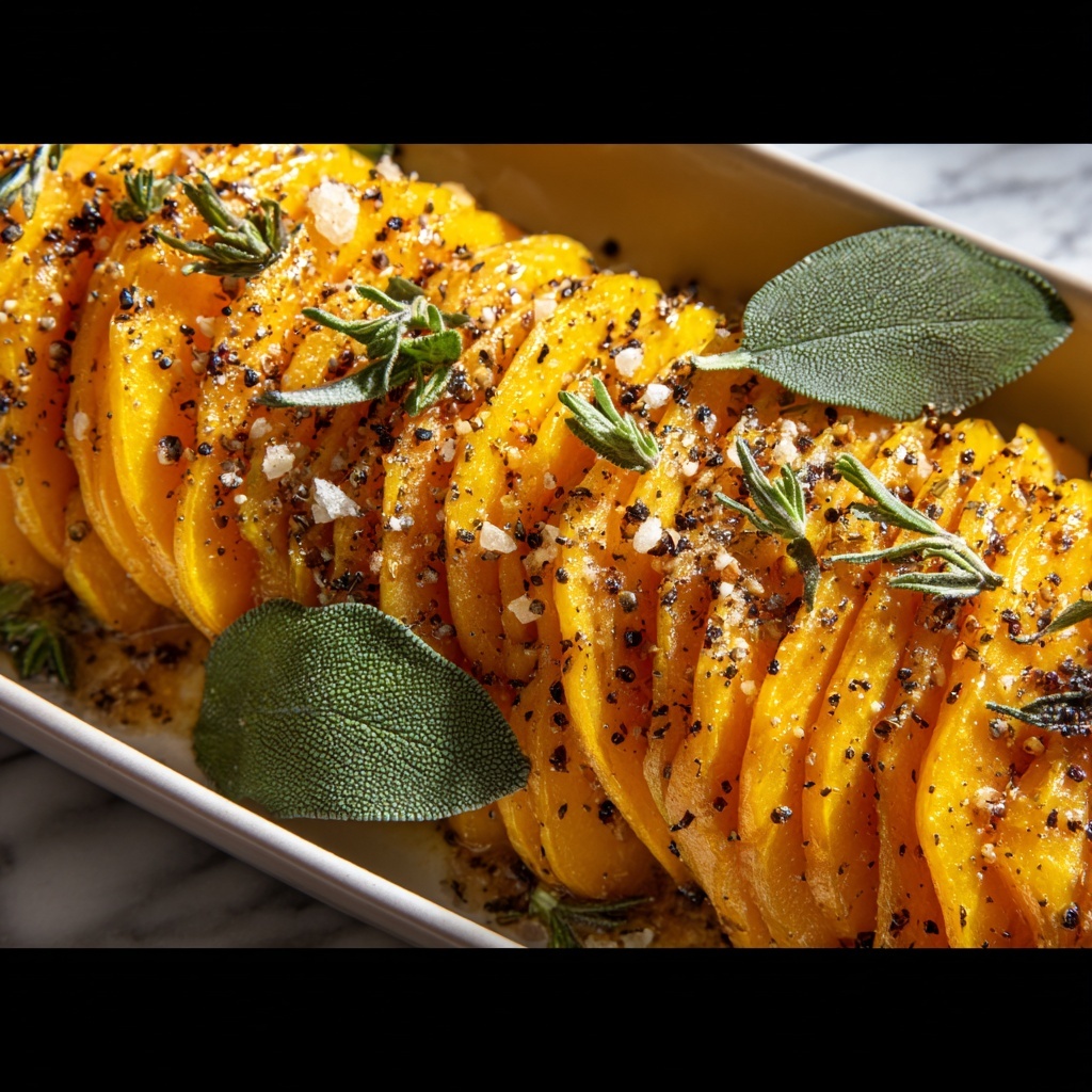 Roasted Hasselback Butternut Squash with Sage Butter Recipe - Recipe Image