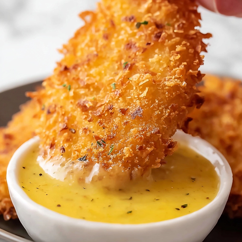 Baked Coconut Chicken Tenders with Apricot Mustard Dipping Sauce Recipe - Recipe Image