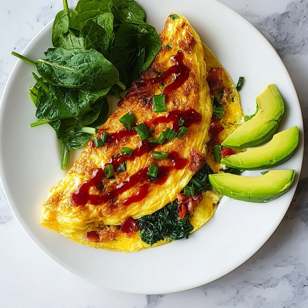 Loaded Breakfast Omelette with Vegetables, Spam, and Cheddar Recipe - Recipe Image