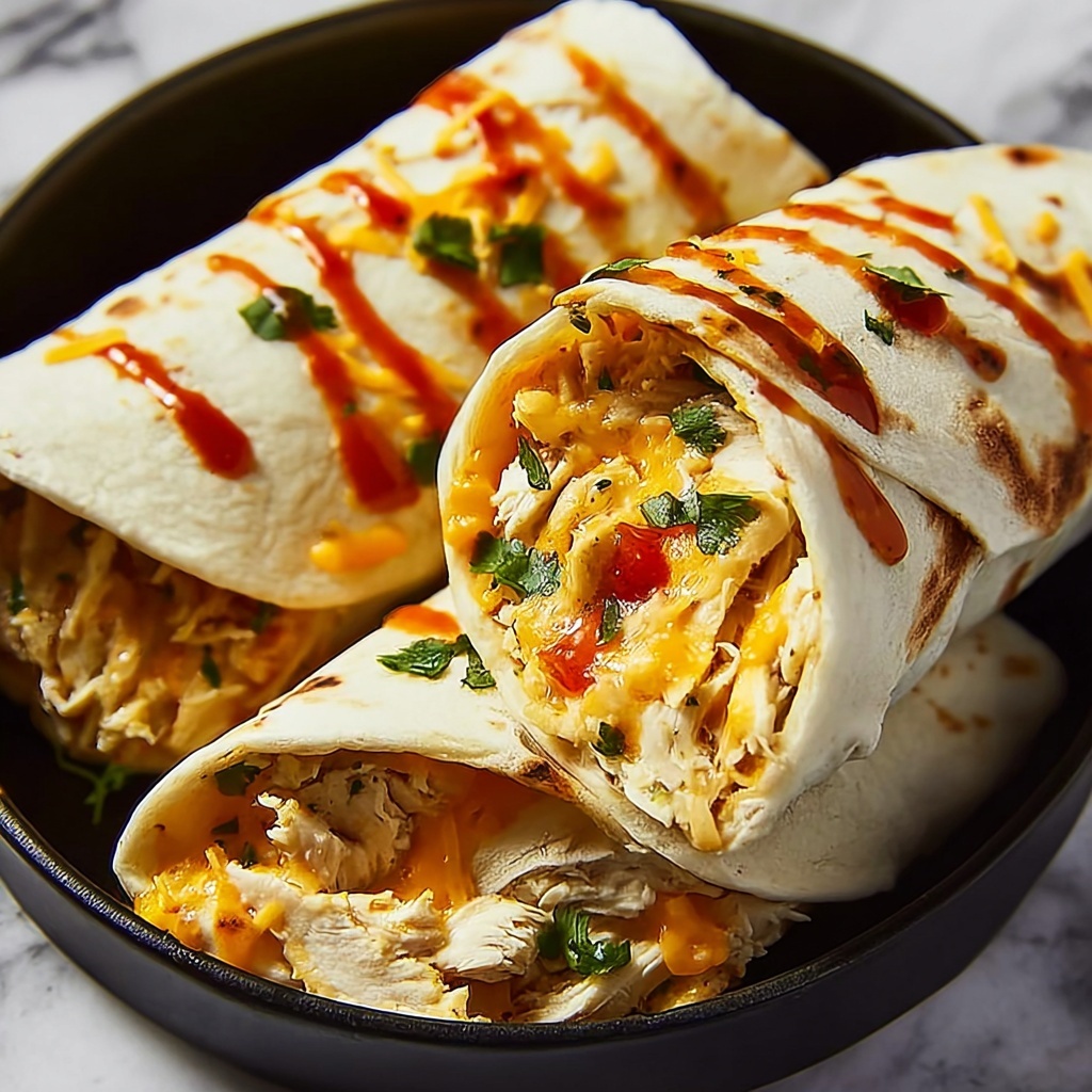 Cheesy Garlic Chicken Wraps Recipe - Recipe Image