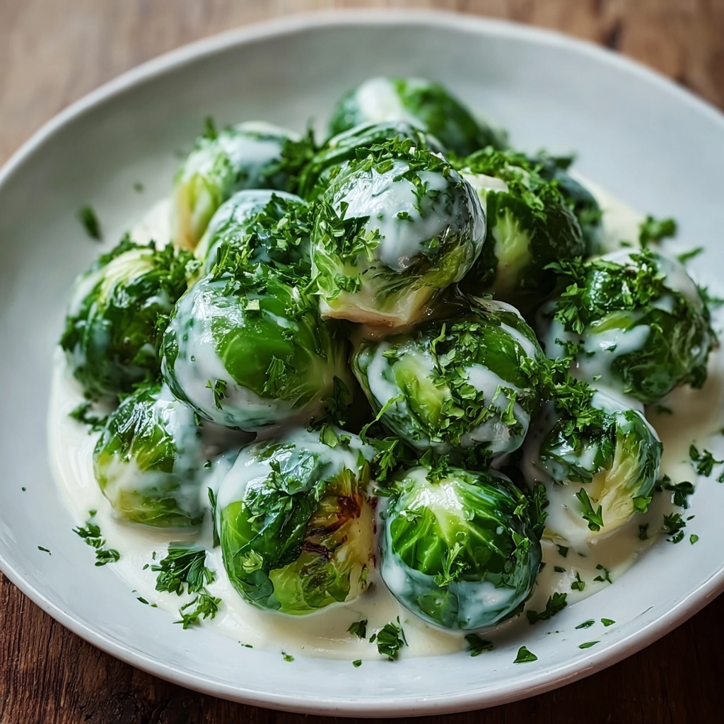 Brussels Sprouts with Cream Cheese Mustard Sauce Recipe - Recipe Image