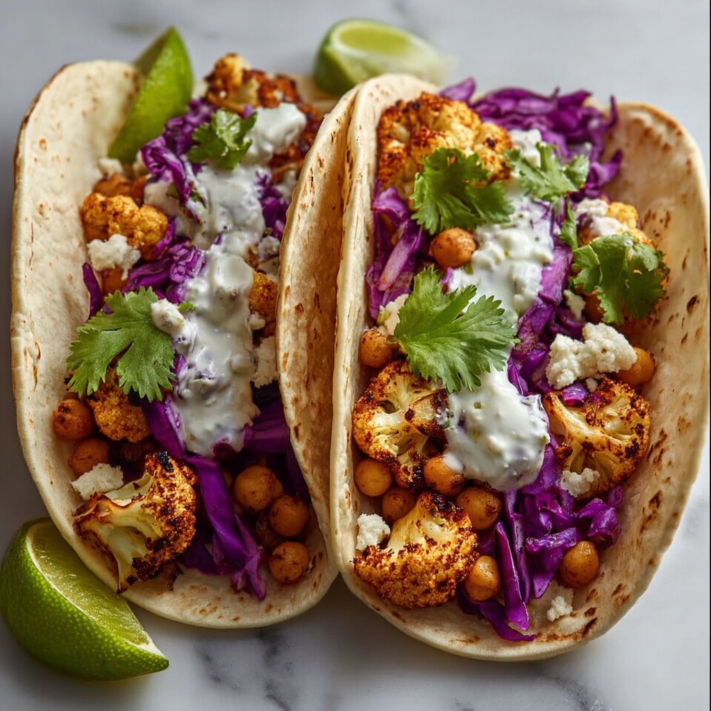 Roasted Cauliflower Chickpea Tacos Recipe - Recipe Image