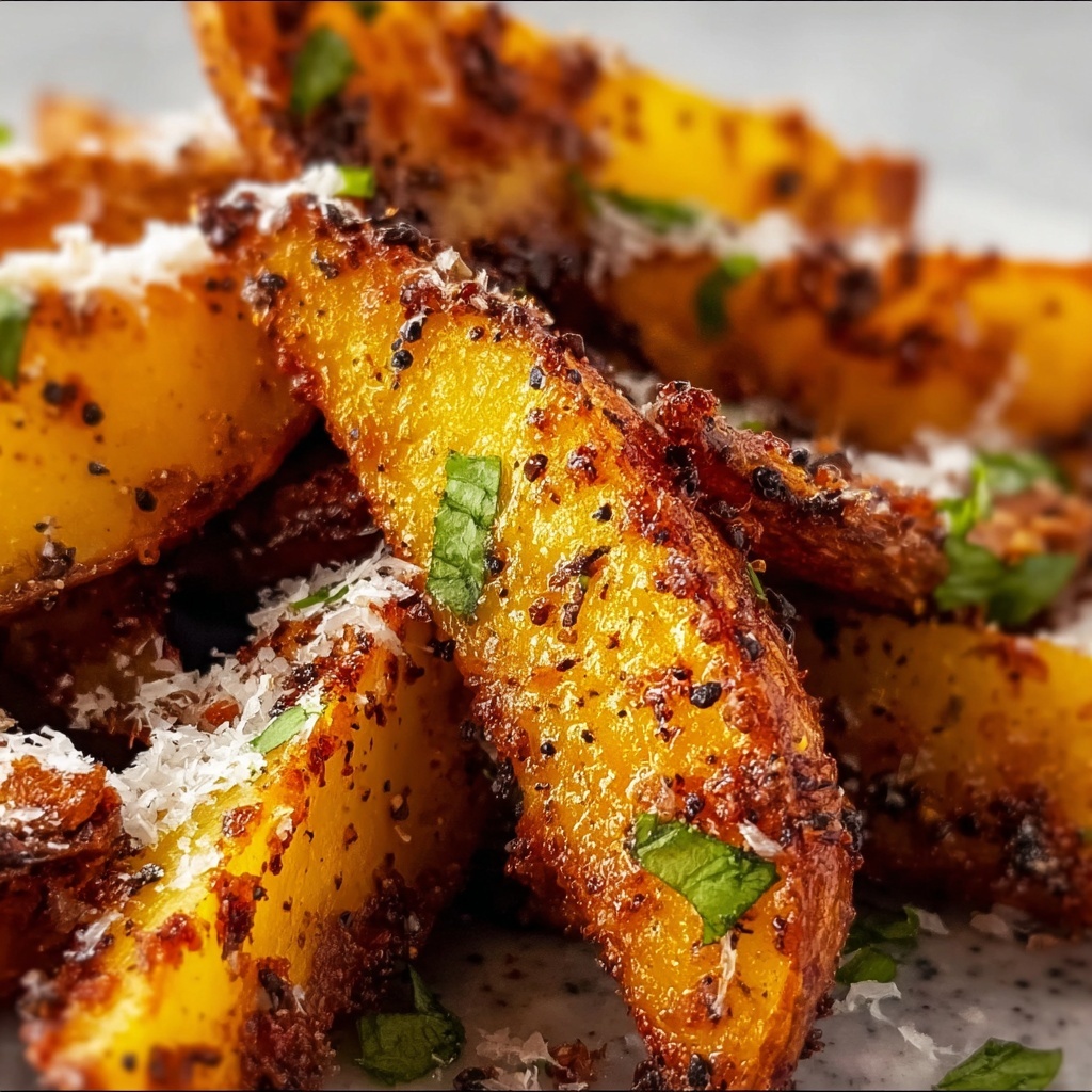 Parmesan and Garlic Baked Potato Wedges Recipe - Recipe Image