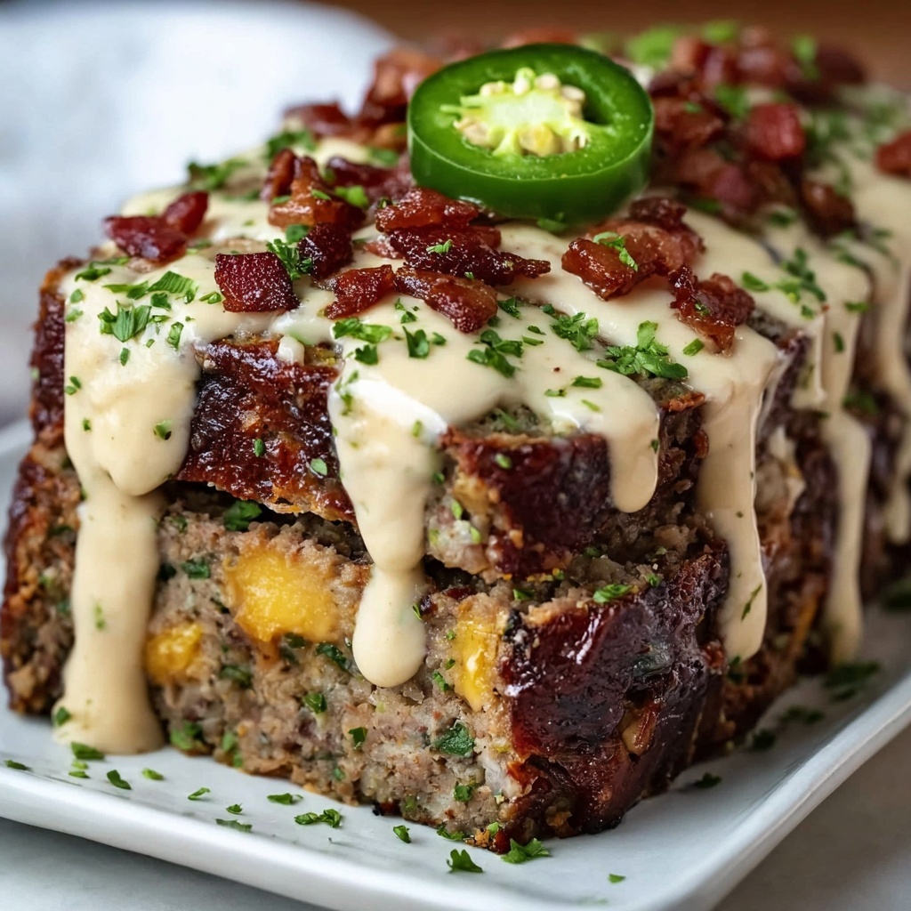 Smoky Jalapeño Popper Meatloaf with Creamy Ranch Drizzle Recipe - Recipe Image