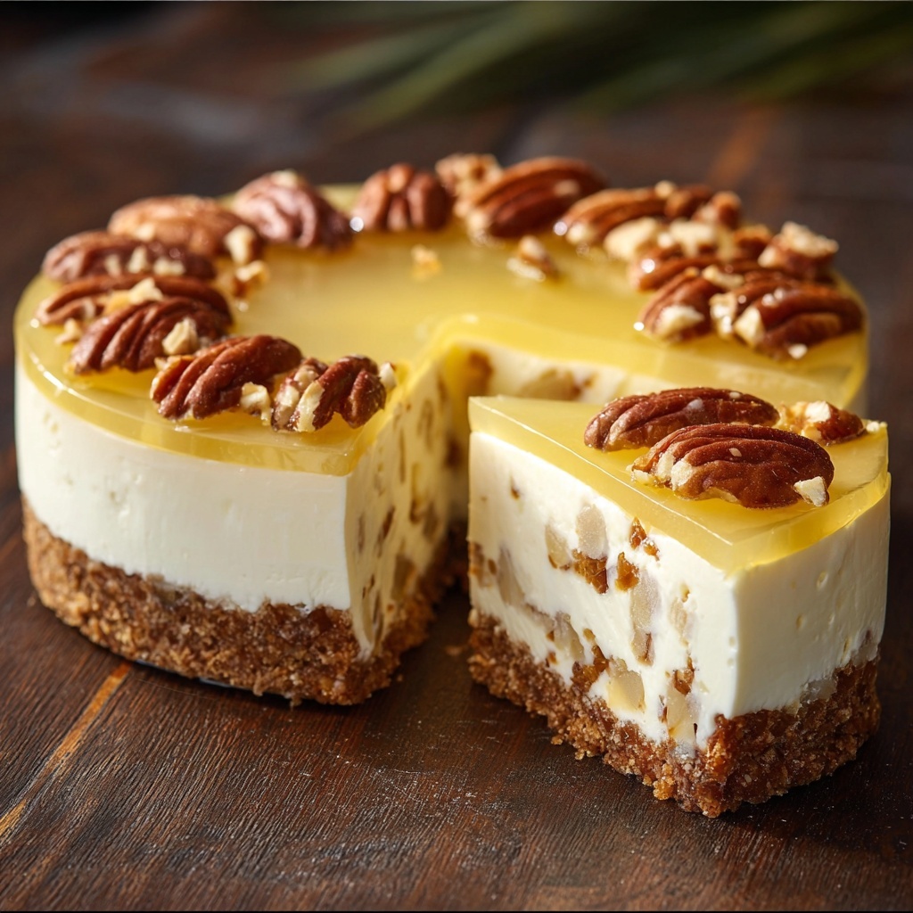 White Chocolate Pineapple Pecan Cheesecake Recipe - Recipe Image