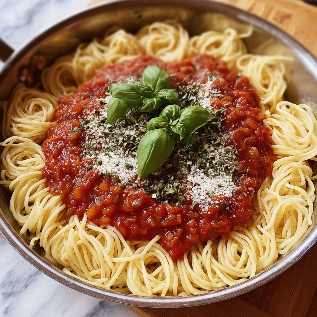 Homemade Spaghetti with Tomato Basil Sauce Recipe - Recipe Image