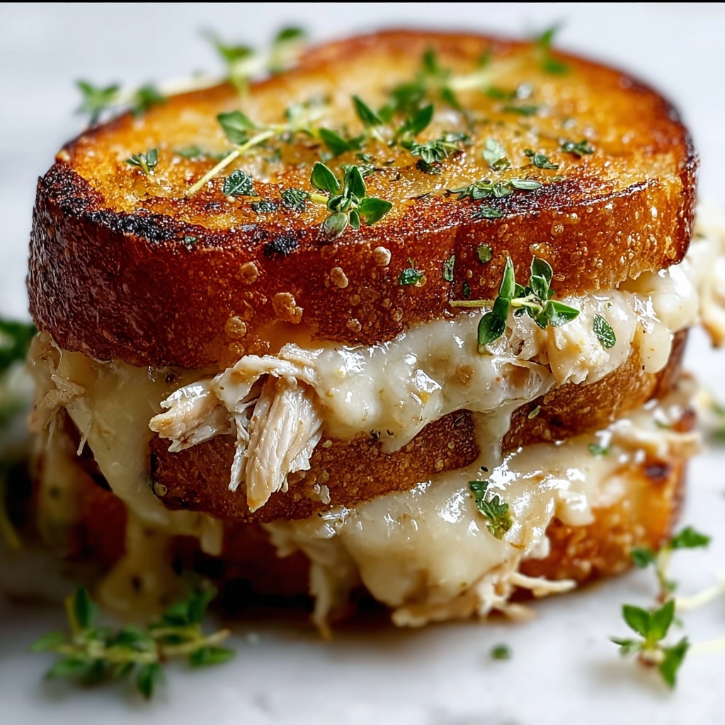Cheesy Chicken Garlic Bread Sandwich Recipe - Recipe Image