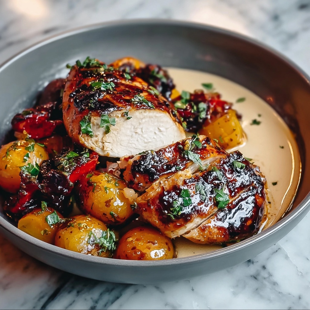 Honey Mustard Glazed Chicken with Roasted Vegetables Recipe - Recipe Image