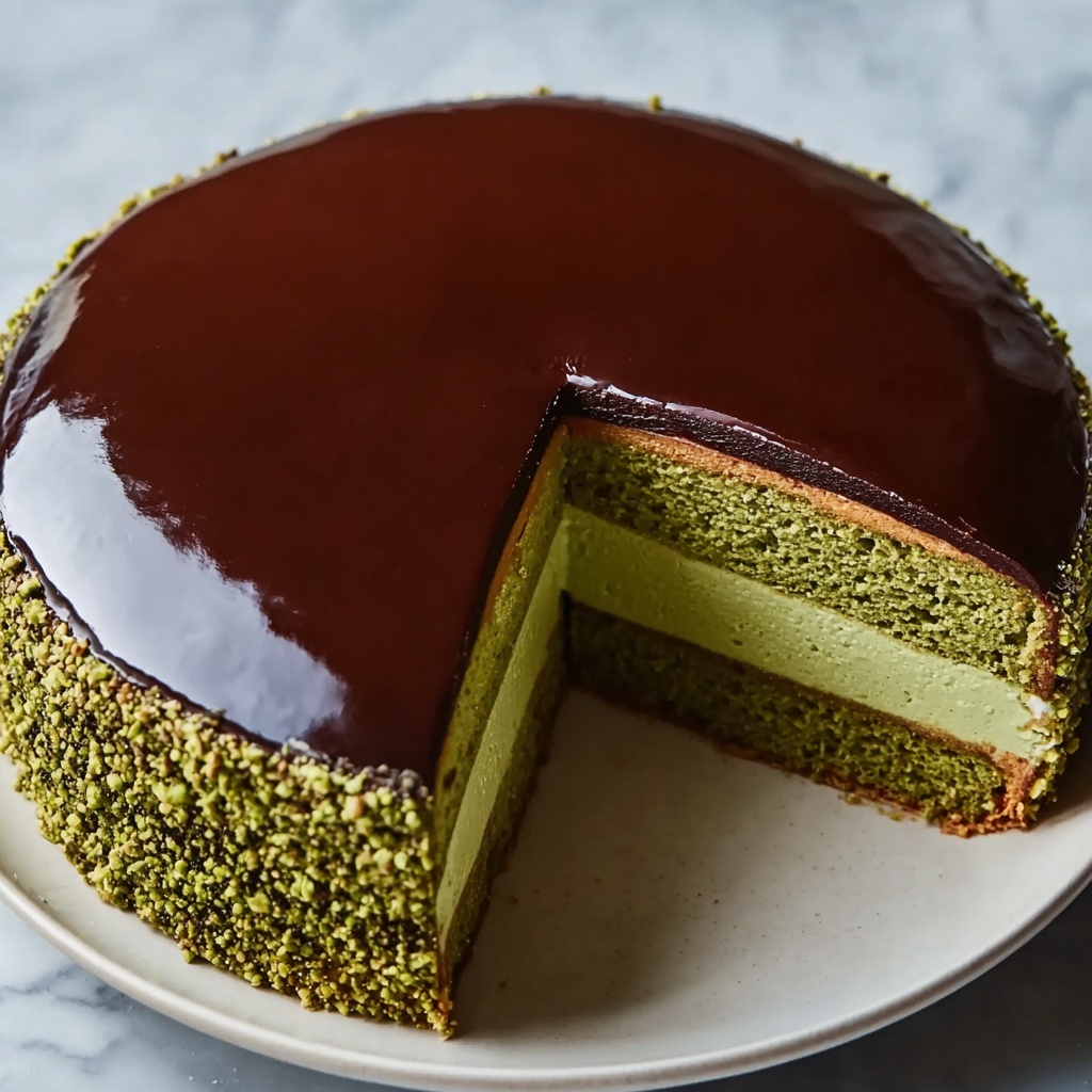 Flourless Pistachio Cake with Chocolate Ganache Recipe - Recipe Image