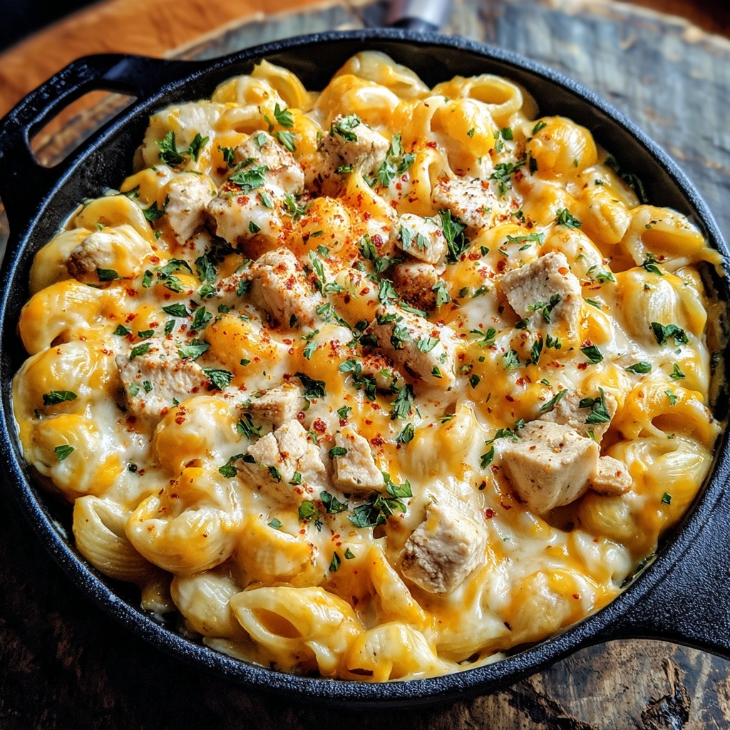 One Pot White Chicken Chili Mac and Cheese Recipe - Recipe Image
