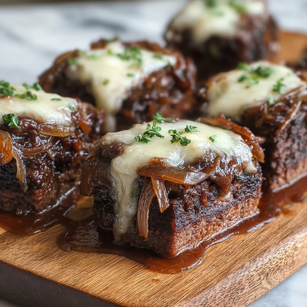 Savory Crock Pot French Onion Roast with Melted Cheese Recipe - Recipe Image