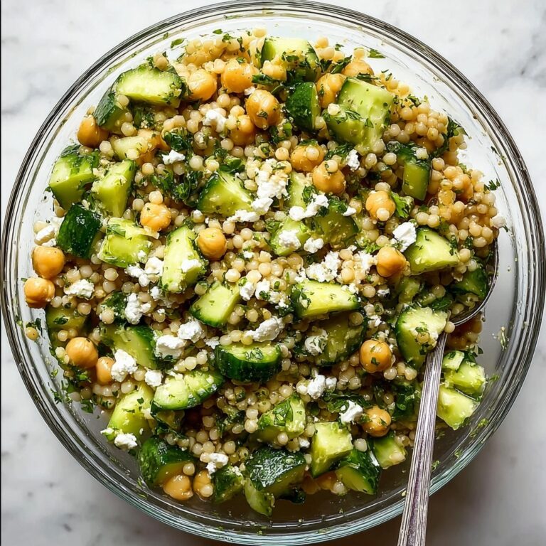 Cucumber Feta Salad with Pearl Couscous and Chickpeas Recipe
