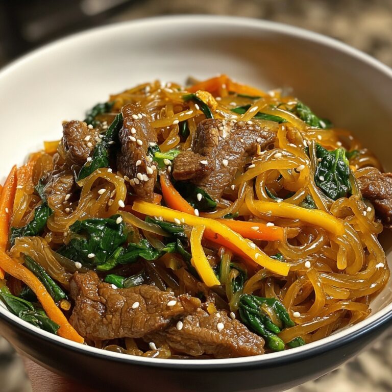 Sweet Potato Noodles with Stir-Fried Beef and Vegetables (Japchae) Recipe