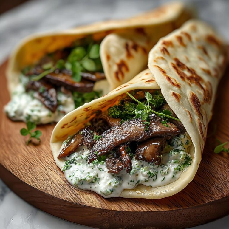 Cheesy Beef and Mushroom Pita Pockets with Tzatziki Sauce Recipe