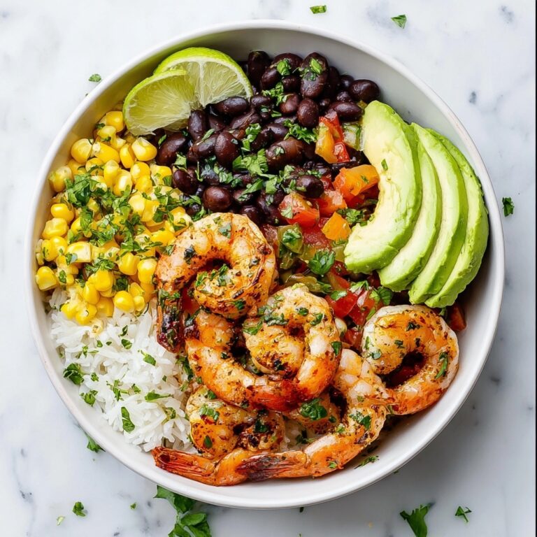 Shrimp Bowl with Cilantro Lime Rice and Chipotle Ranch Recipe