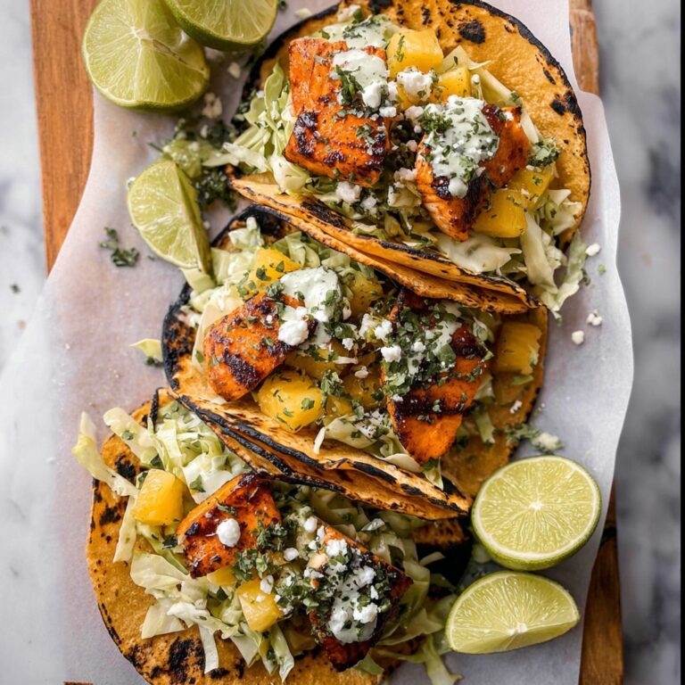 Sheet Pan Chipotle Salmon Tacos with Pineapple Jalapeño Salsa Recipe