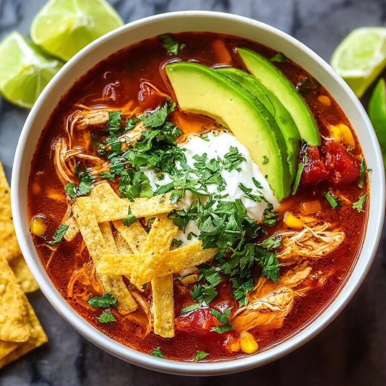 Chicken Tortilla Soup with Hearty Veggies and Spices Recipe