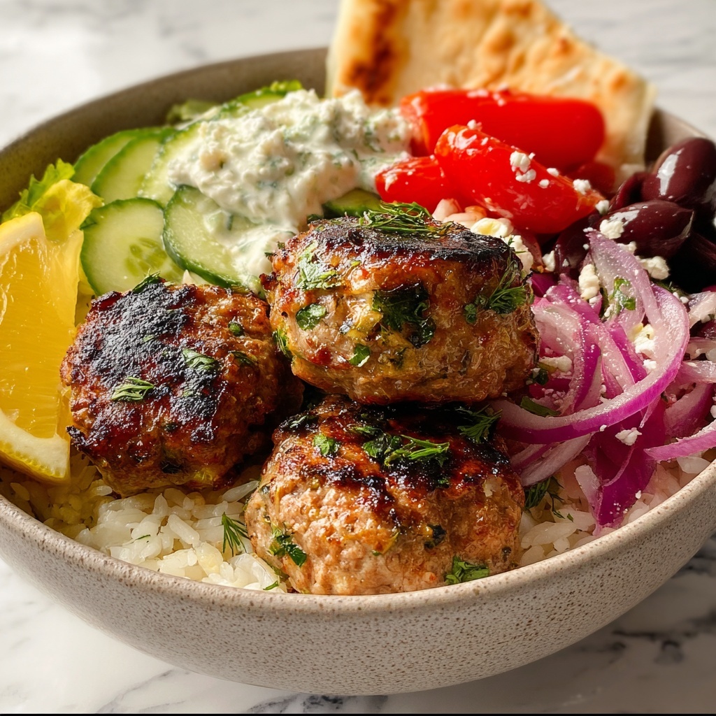 Greek Chicken Meatballs Bowl Recipe - Recipe Image