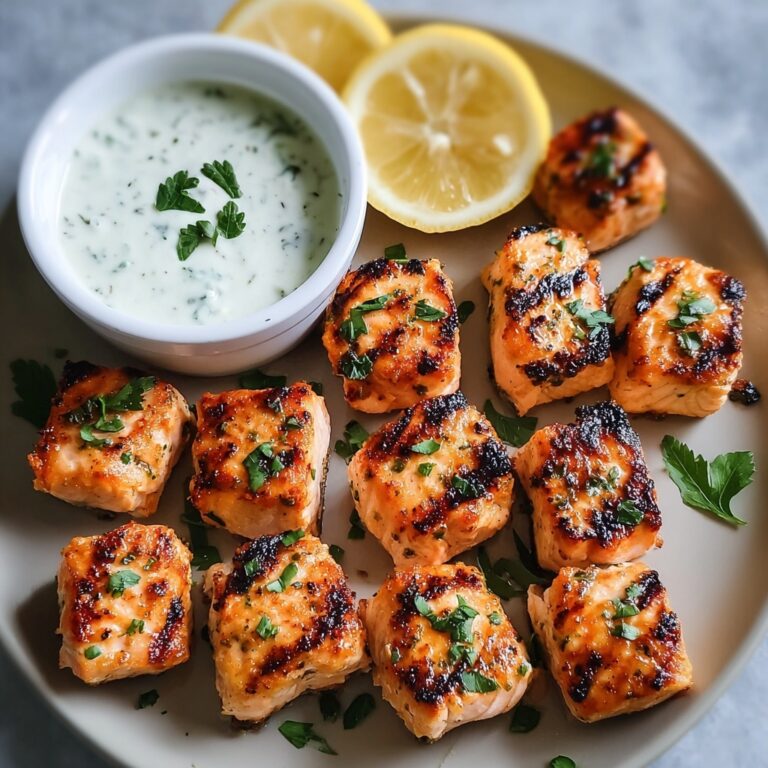Air Fryer Salmon Bites with Garlic Cream Sauce Recipe
