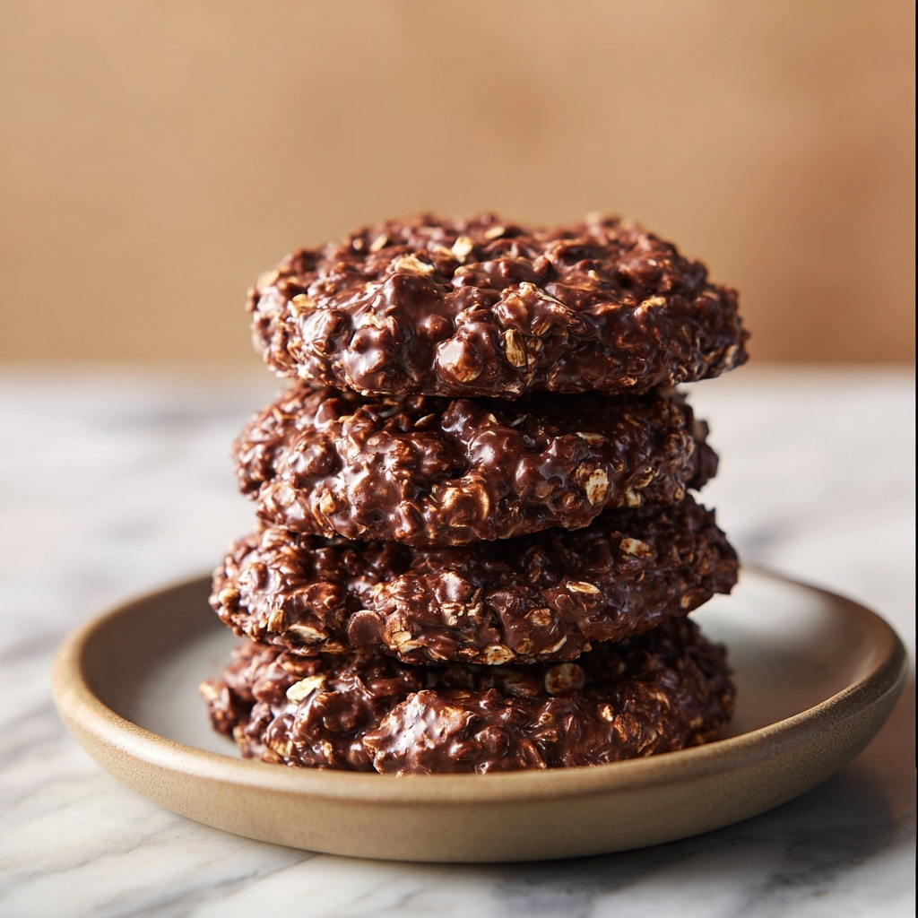 No-Bake Chocolate Peanut Butter Oat Cookies Recipe - Recipe Image