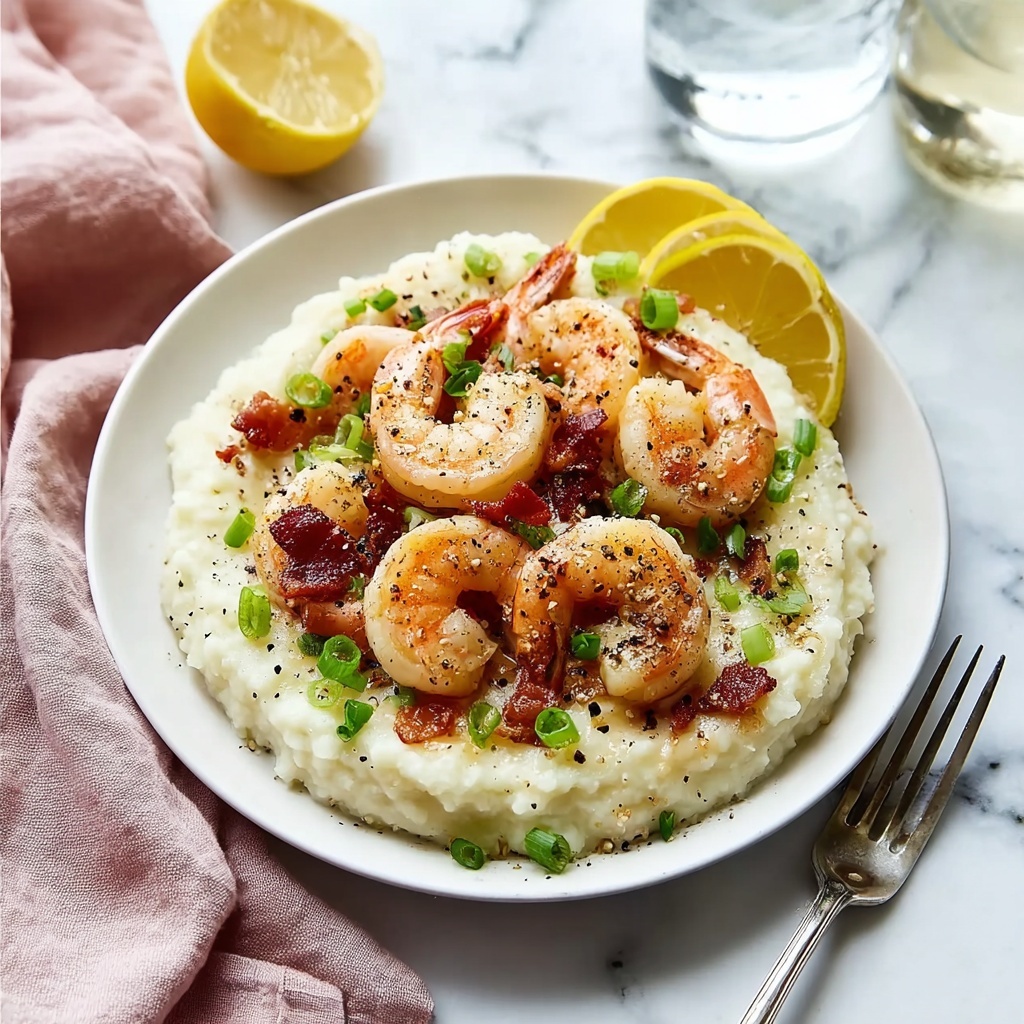 Low Carb Keto Shrimp and Cauliflower Grits Recipe - Recipe Image